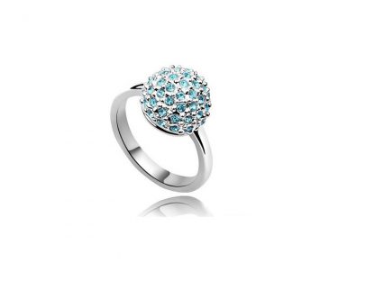 Prstan s kristali Swarovski® Gobica ocean moder