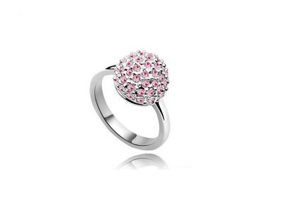 Prstan s kristali Swarovski® Gobica roza