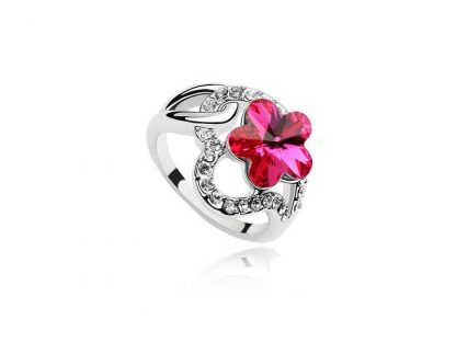 Prstan Rožica s kristali Swarovski® roza