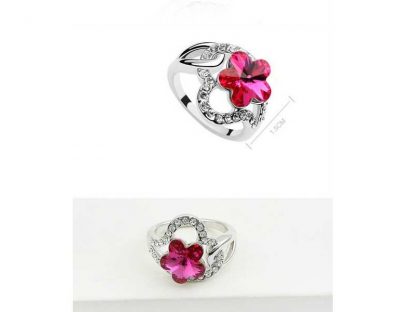 Prstan Rožica s kristali Swarovski® roza - Image 2