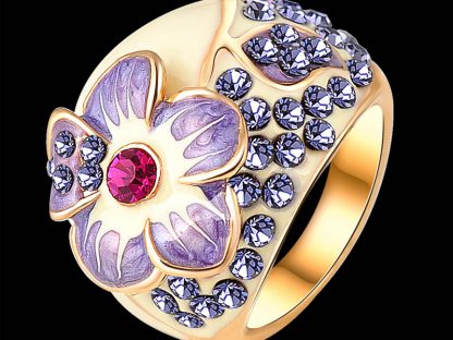 Prstan Nebeška roža s kristali Swarovski® vijola