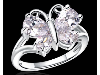 Prstan Nebeški metulj s kristali Swarovski® bel