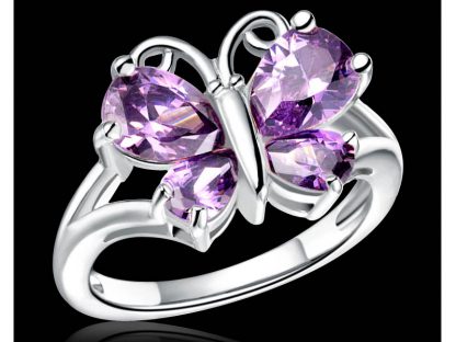 Prstan Nebeški metulj s kristali Swarovski® vijola