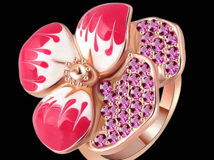 Prstan Odprt cvet s kristali Swarovski®