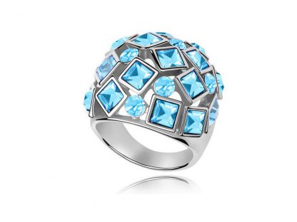 Prstan s kristali Swarovski® Retro ocean moder