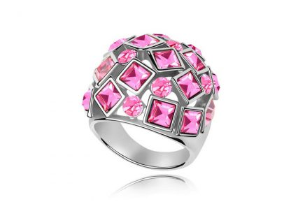 Prstan s kristali Swarovski® Retro roza