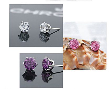 Uhani s kristali Swarovski® srebrni beli 4mm - Image 4