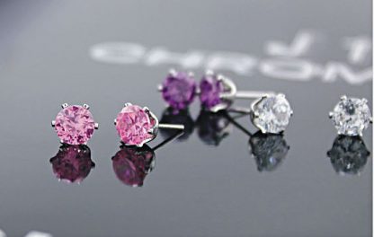 Uhani s kristali Swarovski® srebrni beli 4mm - Image 5