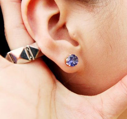 Uhani s kristali Swarovski® srebrni beli 4mm - Image 6