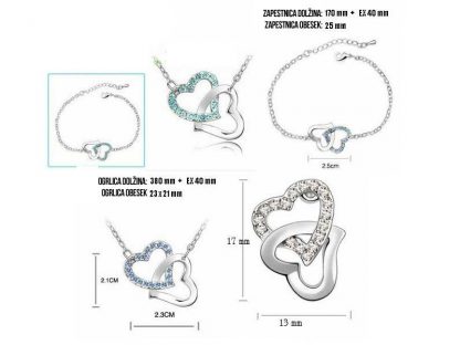 Set nakita s kristali cirkona Srček ocean moder - Image 2