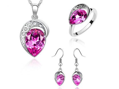 Tridelni set nakita Angelske oči s kristali Swarovski® roza