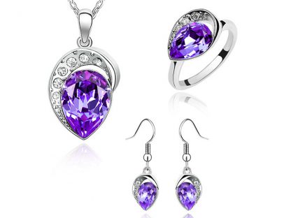 Tridelni set nakita Angelske oči s kristali Swarovski® vijola