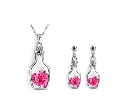 Set nakita Srce v steklenički s kristali Swarovski® roza