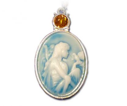 Ogrlica s kristali Swarovski® in motivom angelčka z golobico - Image 5