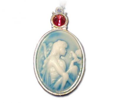 Ogrlica s kristali Swarovski® in motivom angelčka z golobico - Image 3