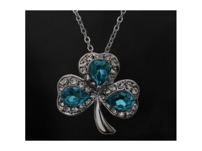 Ogrlica Triperesna deteljica s kristali Swarovski® ocean modra