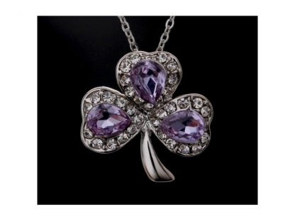 Ogrlica Triperesna deteljica s kristali Swarovski® vijola