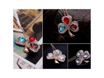 Ogrlica Triperesna deteljica s kristali Swarovski® vijola - Image 2