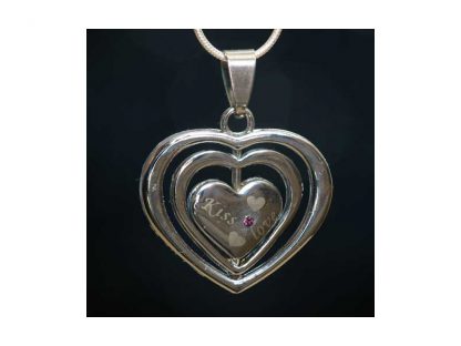 Ogrlica Trojni srček srebrn s kristali Swarovski® Ametist Februar