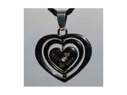 Ogrlica Trojni srček črn s kristali Swarovski® Aleksandrit Junij