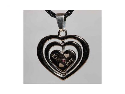 Ogrlica Trojni srček črn s kristali Swarovski® Ametist Februar