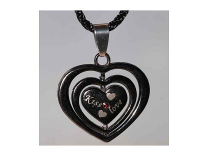 Ogrlica Trojni srček črn s kristali Swarovski® Garnet Januar