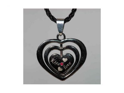 Ogrlica Trojni srček črn s kristali Swarovski® Rubin Julij
