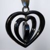 Ogrlica Trojni srček črn s kristali Swarovski® Peridot Avgust - Image 2