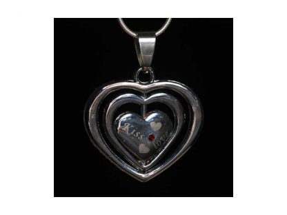Ogrlica Trojni srček srebrn s kristali Swarovski® Garnet Januar