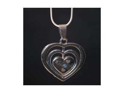 Ogrlica Trojni srček srebrn s kristali Swarovski® Safir September