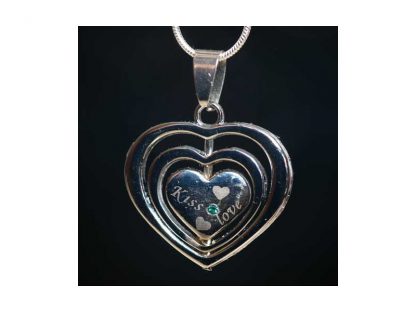 Ogrlica Trojni srček srebrn s kristali Swarovski® kristali Smaragd Maj