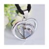 Ogrlica Trojni srček srebrn s kristali Swarovski® Safir September - Image 2