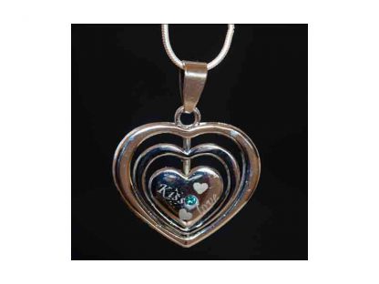 Ogrlica Trojni srček srebrn s kristali Swarovski® Topaz Decemebr