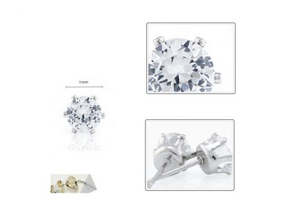 Uhani s kristali Swarovski® srebrni beli 4mm - Image 2