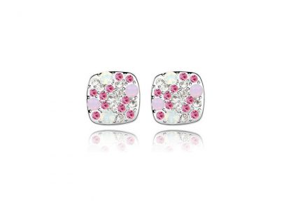 Uhani Pipa s kristali Swarovski® srebrni roza