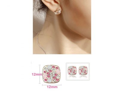 Uhani Pipa s kristali Swarovski® srebrni roza - Image 2