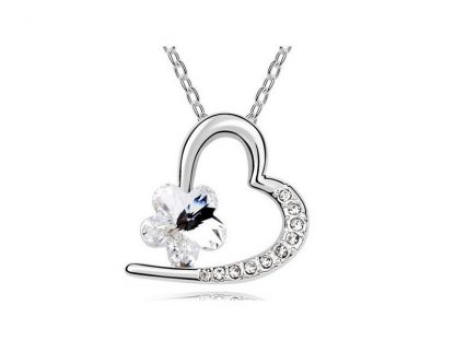 Ogrlica  Ujeto srce s kristali Swarovski® bela