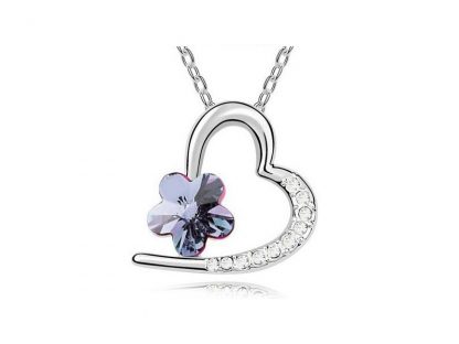 Ogrlica  Ujeto srce s kristali Swarovski® vijola