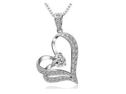 Ogrlica  Upognjeno srce s kristali Swarovski®