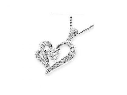 Ogrlica  Upognjeno srce s kristali Swarovski® - Image 2