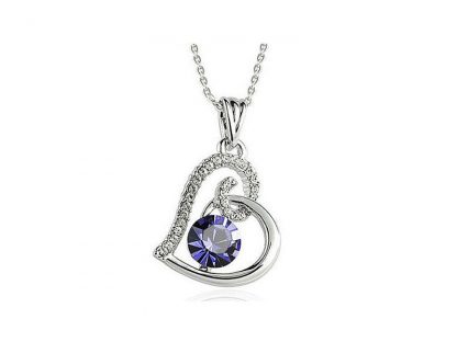 Ogrlica  Viseče srce s kristali Swarovski® vijola
