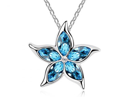 Ogrlica Velika Zvezda s kristali Swarovski® ocean modra