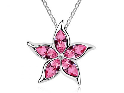 Ogrlica Velika Zvezda s kristali Swarovski® roza
