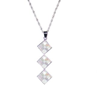 Ogrlica s tremi kvadratnimi kristali Swarovski® - Bela patina