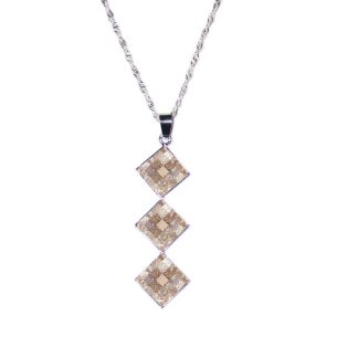 Ogrlica s tremi kvadratnimi kristali Swarovski® - Roza patina