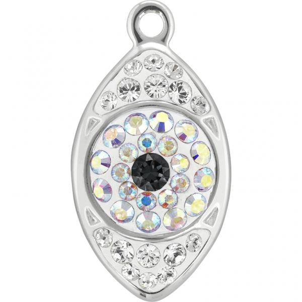 Ogrlica Pave Evil eye bela s Swarovski® kristali