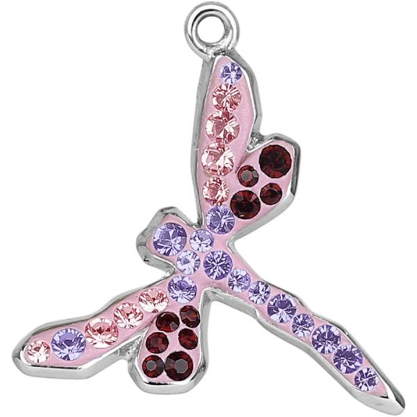 Ogrlica Pave Kačji pastir roza s Swarovski® kristali
