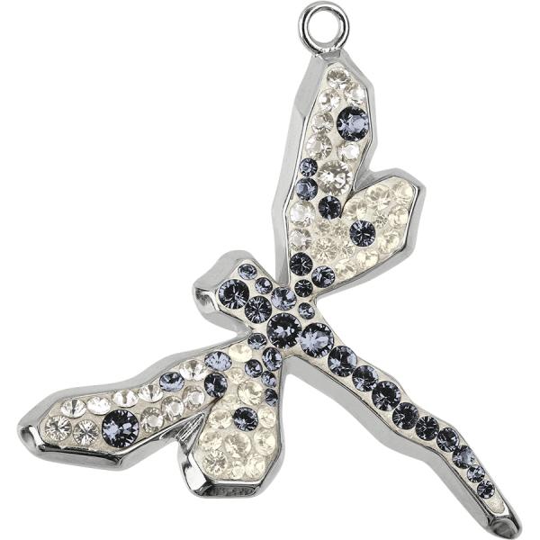 Ogrlica Pave Kačji pastir bela črna s Swarovski® kristali