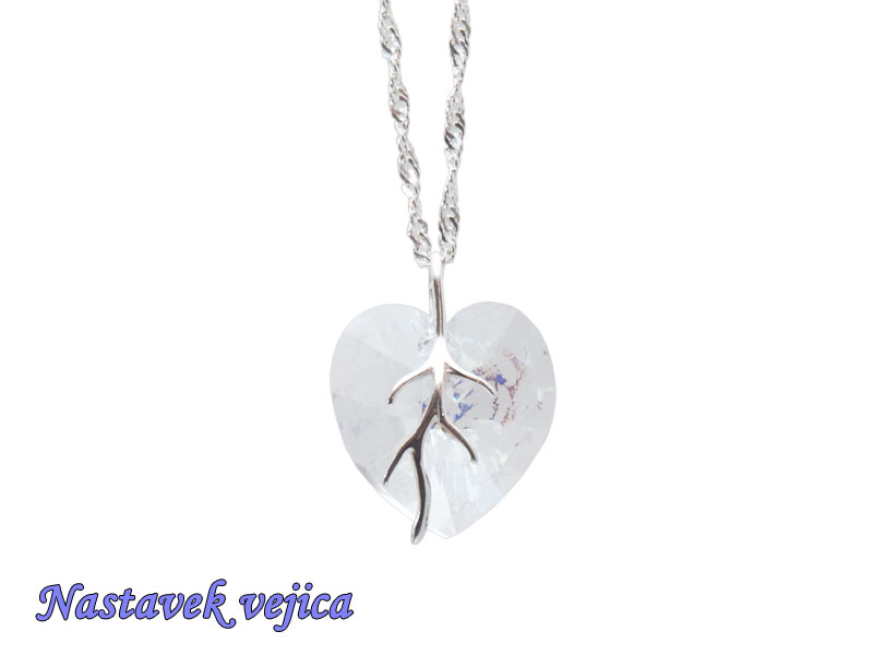 Ogrlica Kristalno srce bela patina z nastavkom s kristalom Swarovski® - slika 3