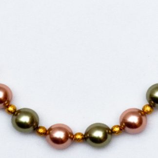 Roza zelena ogrlica s Swarovski biseri